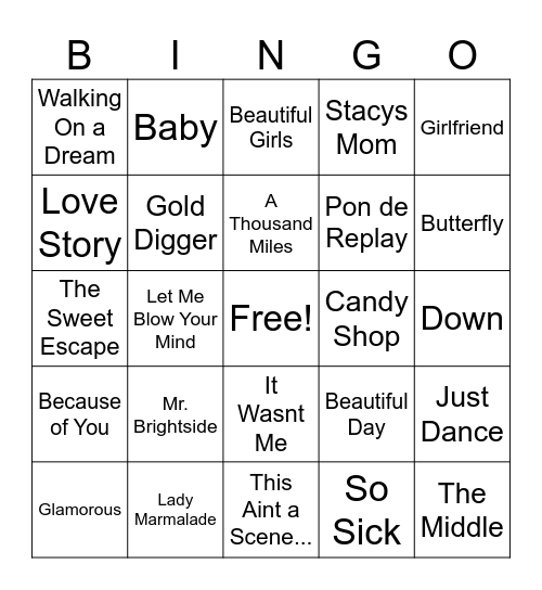 Best of the 2000s Bingo Card