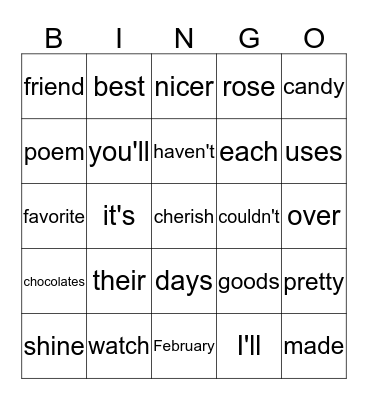 Valentine's Day! Bingo Card