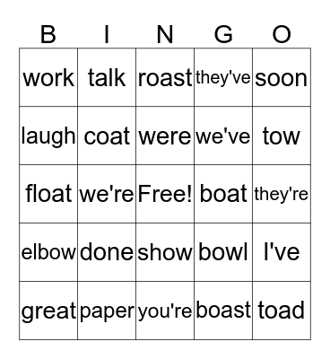 Lesson 19 Bingo Card
