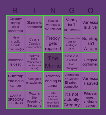 RUIN Bingo Card