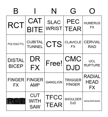 ORTHO BINGO Card