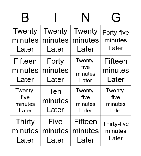 Clock-Reading Bingo Card