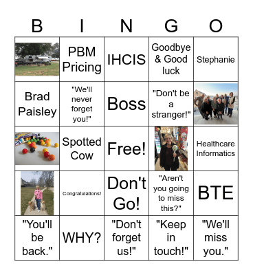 Virtual Farewell Bingo - Stephanie Bingo Card