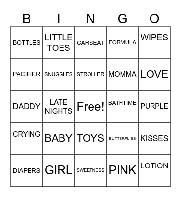 BABY GUILL Bingo Card