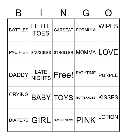 BABY GUILL Bingo Card