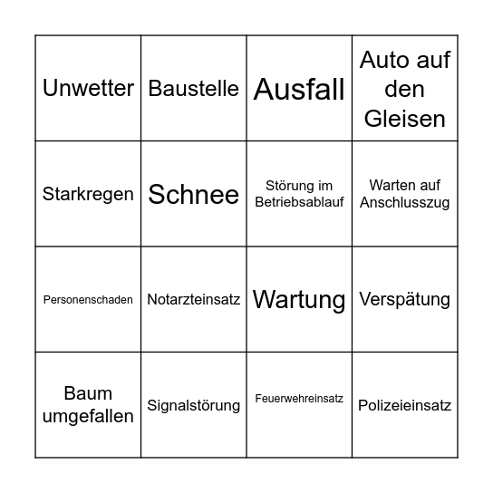 Bahnbingo für Carlo Bingo Card