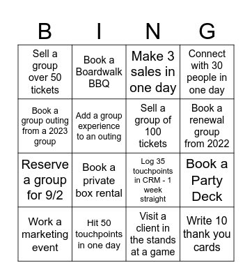 Sales Bingo Card