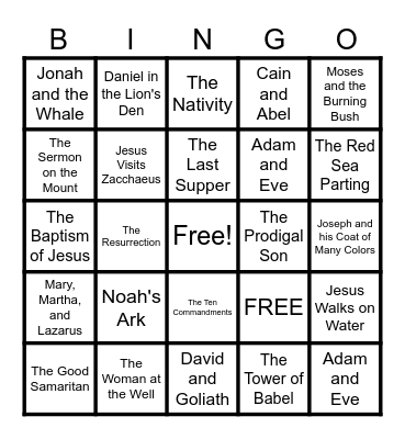 PVUMC Bible BINGO Card