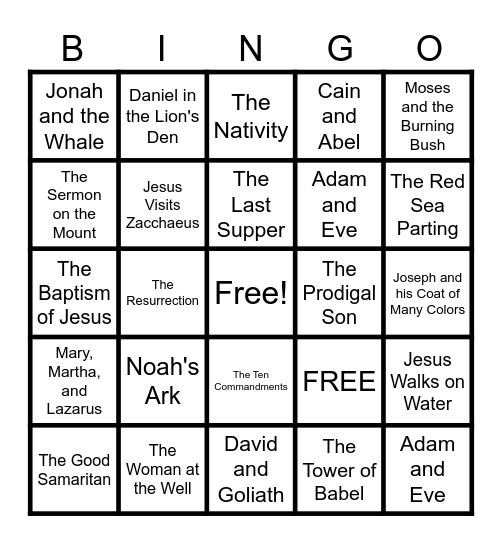 PVUMC Bible BINGO Card