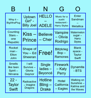 Capital Rx Musical Bingo Card