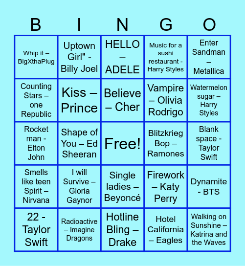 Capital Rx Musical Bingo Card