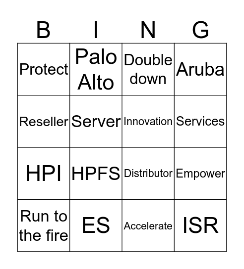 HPE 2016 BINGO Card