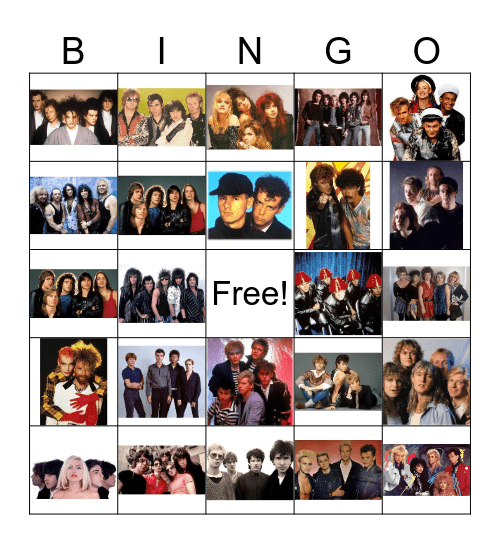 80s Bands Bingo Card