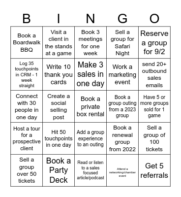 Sales Bingo Card