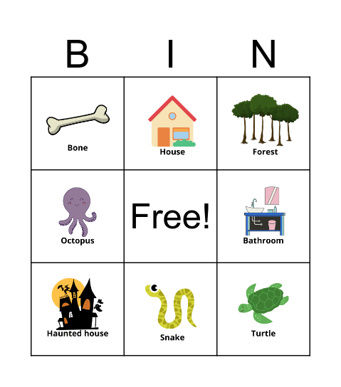 The haunted House Bingo Card