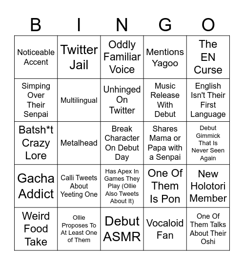 HoloEN3 Bingo Card