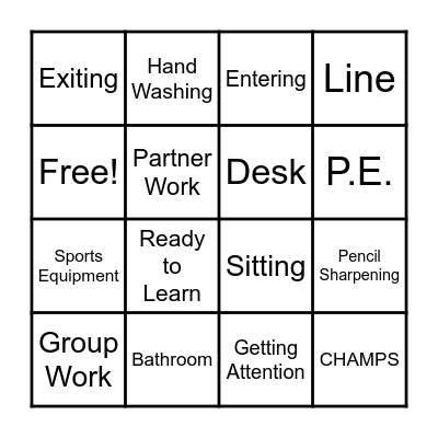 Expectations Bingo Card