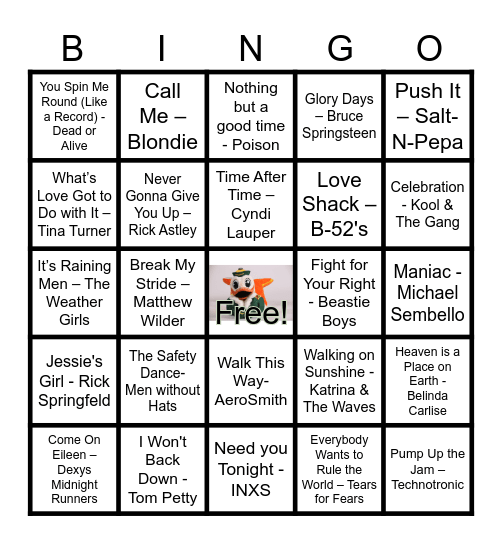 May 2024 CBSO 80's Bingo Card