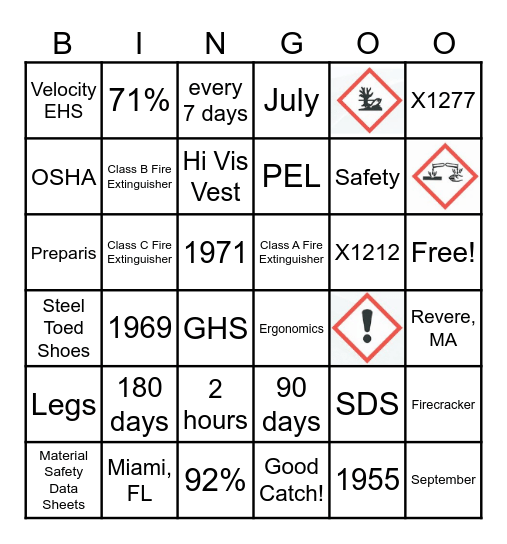 Safety Committee Bingo Card