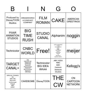 ELEMENTAL Closing Logos Bingo Card