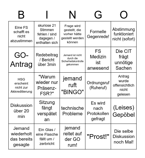 FSR-Bingo (Landtags-Edition) Bingo Card