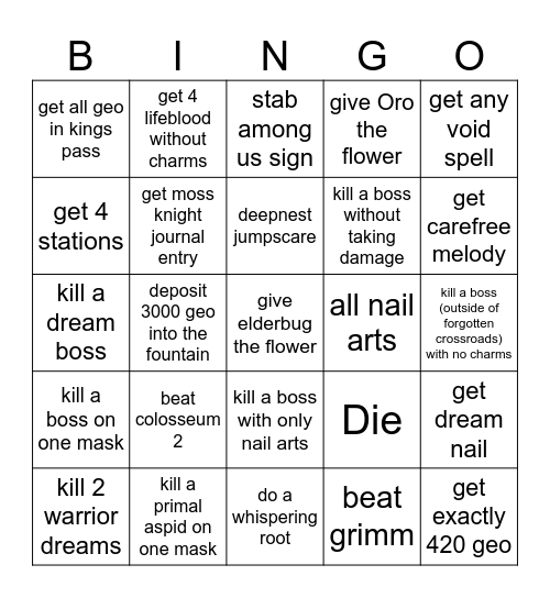 Steel Soul Bingo Card