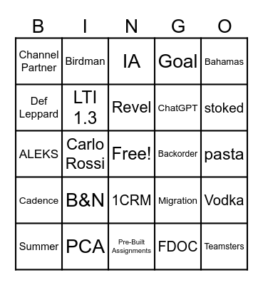 SELLebrities Bingo Card