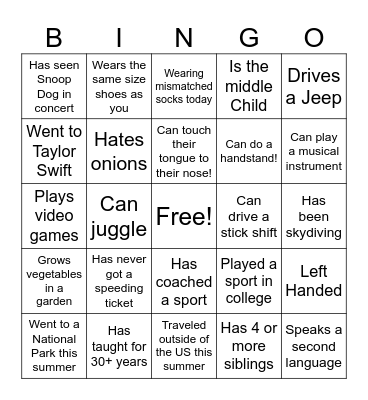 HHMS Teacher Bingo Card