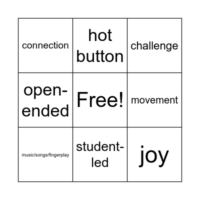 Engagement Panel Bingo Card