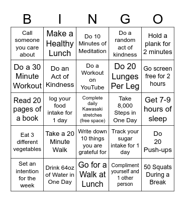 WELLNESS BINGO Card
