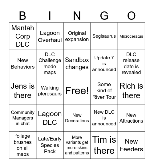 August Special "Live Stream" Bingo Card