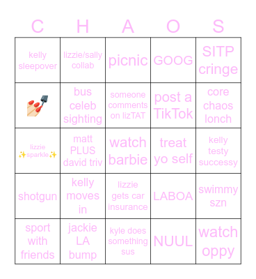 CORE CHAOSGO Bingo Card
