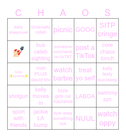 CORE CHAOSGO Bingo Card