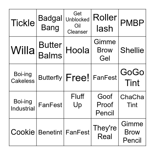 Benefit Bingo Card