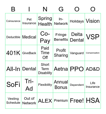 Benefits & Bingo Card