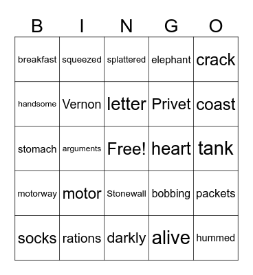 Harry Potter Chapter 3 Bingo Card