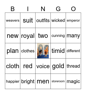 The Emperor's New Clothes Nouns & Adjectives Bingo Card