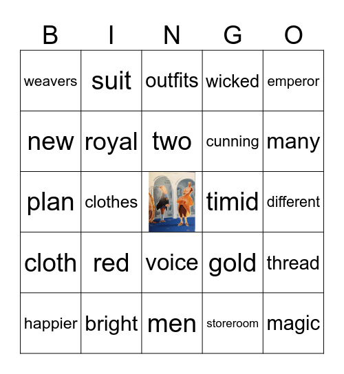 The Emperor's New Clothes Nouns & Adjectives Bingo Card