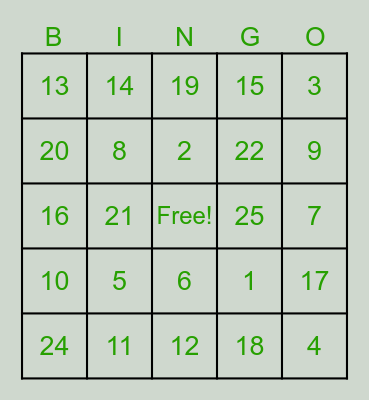 Angela's Bridal Shower Bingo Card