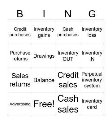 Inventory Management Bingo Card