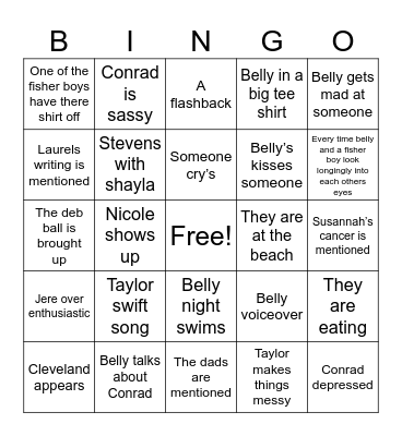 TSITP SEASON 1 BINGO Card