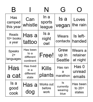 Engagement Team BINGO Card