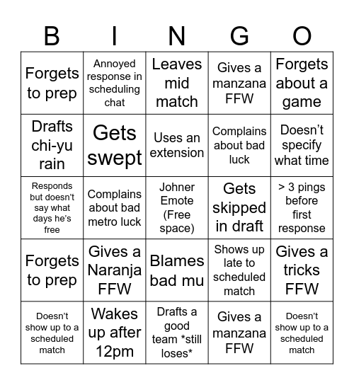 kyouhei Bingo Card