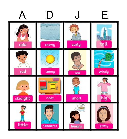 BINGO Adjectives Bingo Card