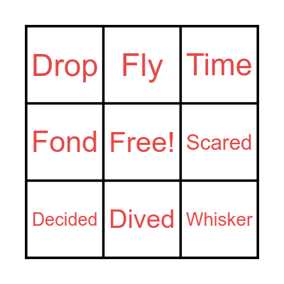 Mel Fell Vocabulary Bingo Card