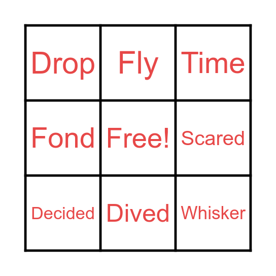 Mel Fell Vocabulary Bingo Card