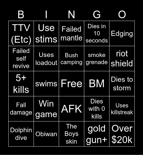 Warzone 2.0 bingo (Credits to: Big Puffer) Bingo Card