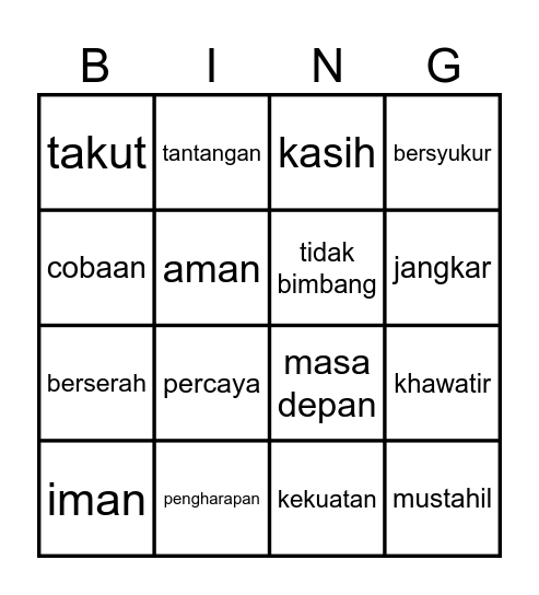 Faith Bingo Card