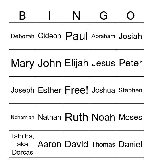 Bible Heroes Bingo Card