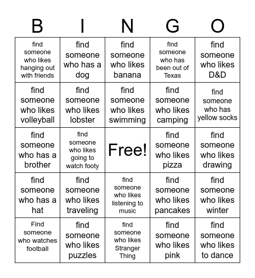 Get to Know You BINGO! Bingo Card